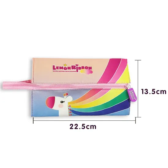 Hot Sales New Fashion Students Gifts Cute Stationery Folding Pencil Pouch Bag Rainbow Color Girls Pencil Cases