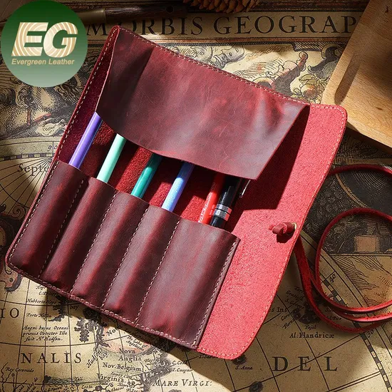 Ea139 Multifunction Leather Pen Case Pouch with Luxury Cute Customize Black Fashion Custom Pencil Cases