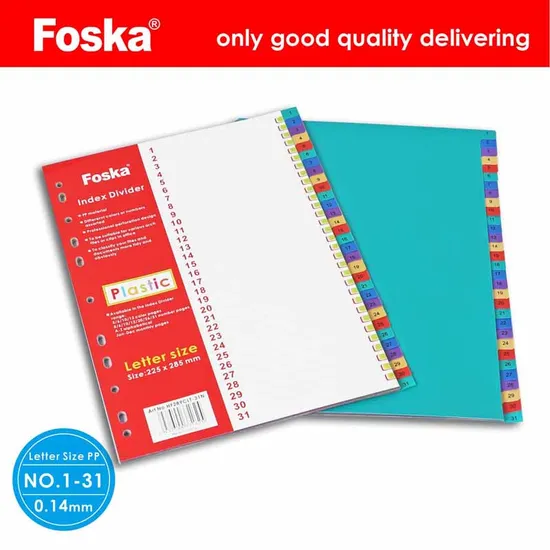 Foska Letter Size Numberic Plastic Index Divider