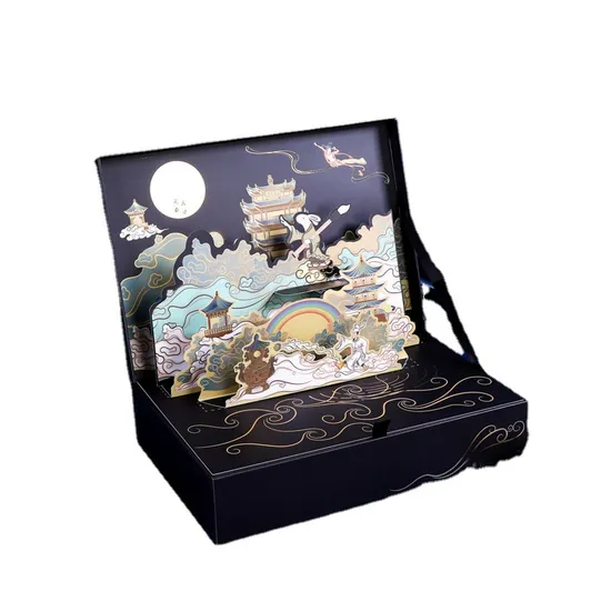 Custom Rigid Hard Cardbaord Packaging Magnetic Clamshell 3D Gift Box