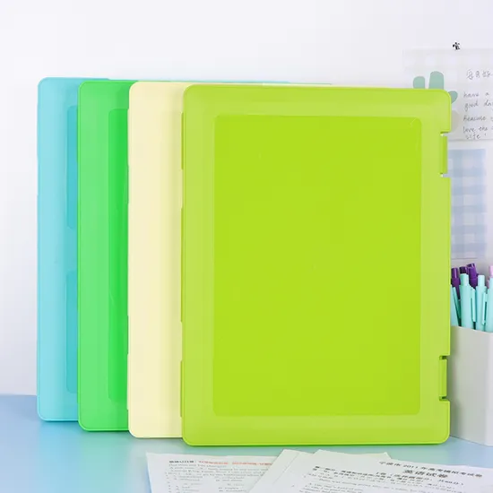 Plastic A4 File Box Clipboard Pen Holder Paper Storage Foldable Document Case