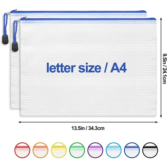 Office Mesh Bag Student Zipper Bag Transparent Document Bag A4 Folder