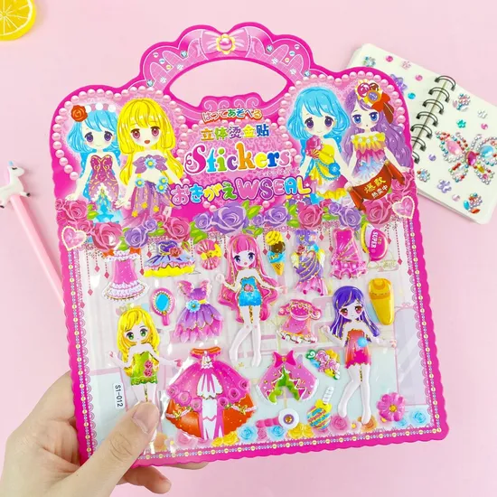 Custom Bubble Stickers Children′s Cartoon Stickers Book Reward Baby Girl Princess Bump PVC Change Sticker Small Stickers