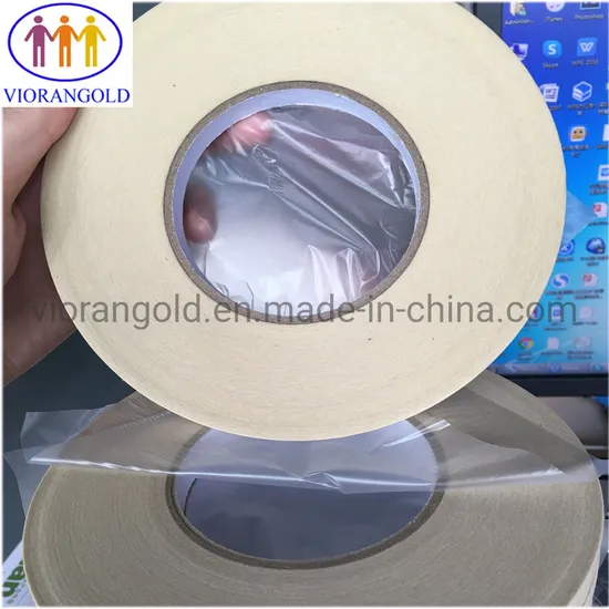 Yellow Crepe Paper Masking Tape, Rubber Glue, Total Thickness 150 Um, Temperature Resistance 130 Degree Centigrade, Peel Force Over 6 N/Inch
