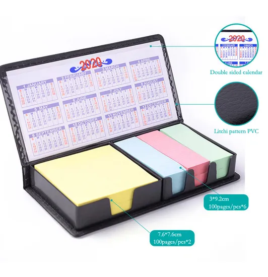 Memo Sticky Pad Set, Leather Memo Pad, Message Pad, Promotional Giveaways Sticker Note Set
