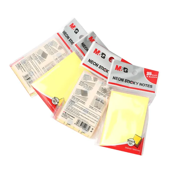 High Quality 3′x3′ 100 Pages Poly Pack Yellow Regular Custom Sticky Notes