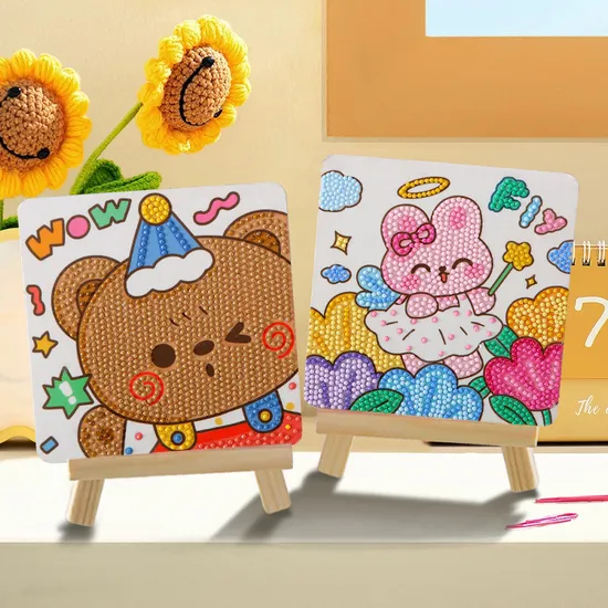 Custom Cartoon DIY Diamond Painting Set for Students Educational Diamond Sticker Kit Kindergarten Girls Fun Children′s Toys