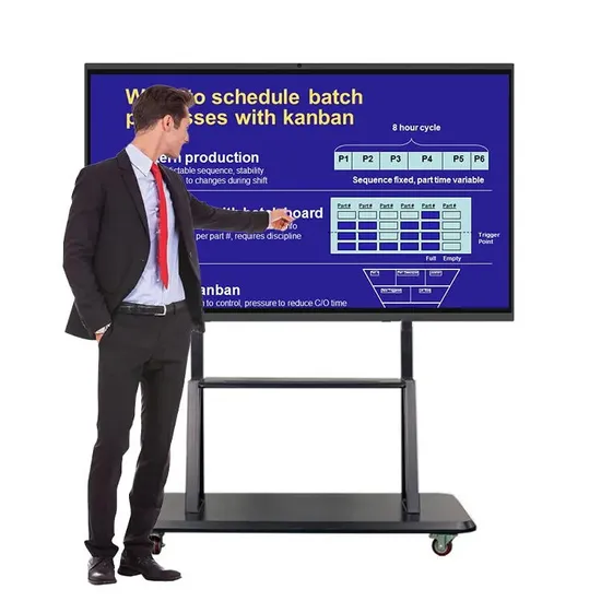 Wholesale Prices Floor Standing Mobile Stand Windows System 75 Inch UHD 4K Smart Whiteboard Interactive Flat Panel for Children