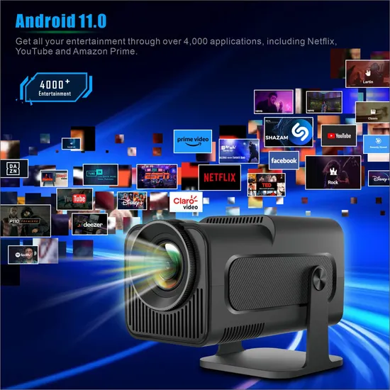 [270° Adjustable Stand]Smart Mini Projector with WiFi and Bluetooth, Full HD 720-1080P, Auto Keystone, 4K Video Ceiling Projector, WiFi 5g, Android 11.0