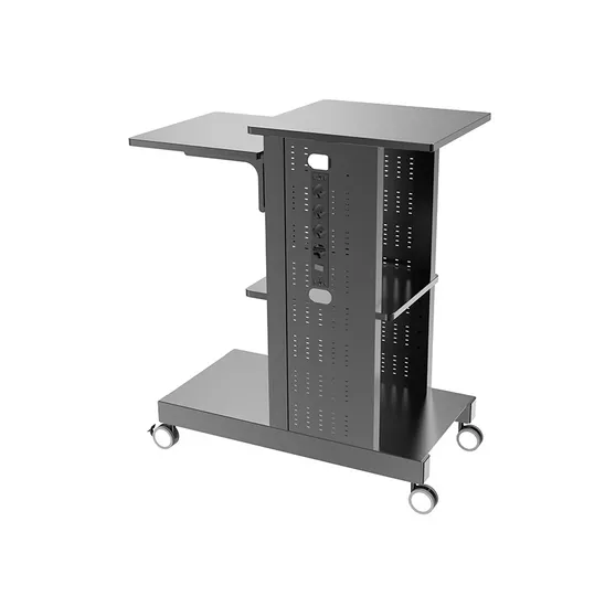 Laptop Trolly Mobile Cart Power Rail Shelf Adjustable with Tray Mobile Workstation Standing Desk (MB 003)