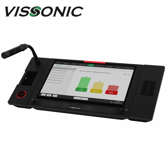 Desktop Paperless Conference System with LCD Touch Screen and Discussion Microphones