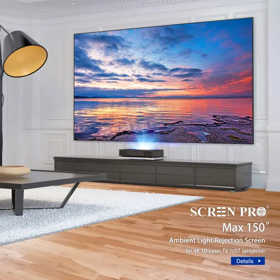 150inch Fixed Frame Ust Projection Screen 16: 9 Ultra Short Throw Laser Projectors Alr Screen Projector-Equipment