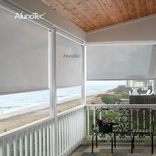 AlunoTec OEM/ODM Waterproof Garden Canopy Pergola Zip Screen Back Patio Outdoor Backyard Gazebo Roller Blinds with Frameless Sliding Door