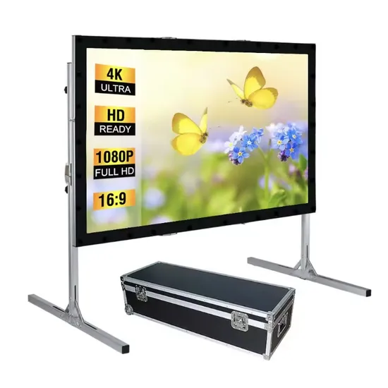 Custom 150 Inch Fast Fold Portable Projection Screen and Stand Lightning Vision