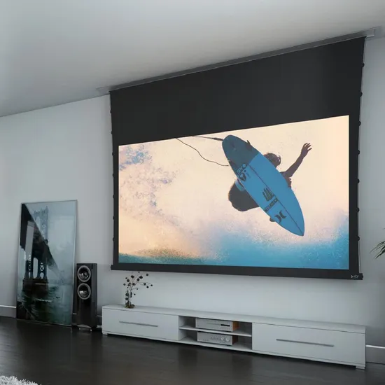 2.35: 1 Luxury Motorized Tab Tensioned Screen with Aluminum Case, for Cinema