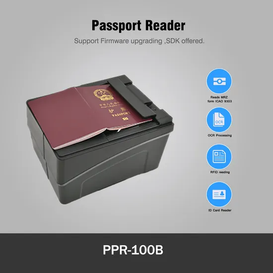 Electronic Biometric Mobile ID Duty-Free Airport E Passport RFID Mrz Ocr Passport Reader PPR-100A