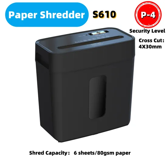 4X30mm Cross Cut Size A4 Office Card CD Paper Shredder S610