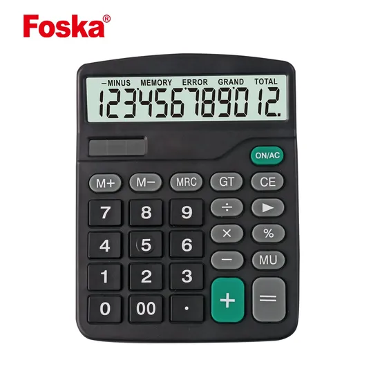 High Quality 12 Digit Solar Power Office Calculator