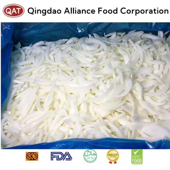 Premium IQF Frozen Onion Strips in White, Red, and Purple