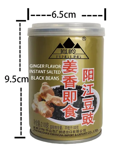 Hot Sales 210g-Fengling Brand Ginger Flavor Instant Preserved Bean/Fremented Salted Black Beans/Chinese Traditonal Seasoning/Wholesale Bulk Price