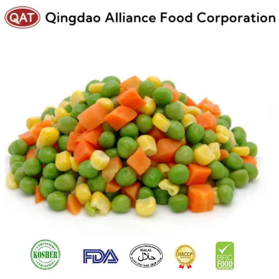 High Quality Frozen 4 Ways Mixed Vegetables Including Sweet Corn/Green Peas/Green Beans/Carrot for Exporting
