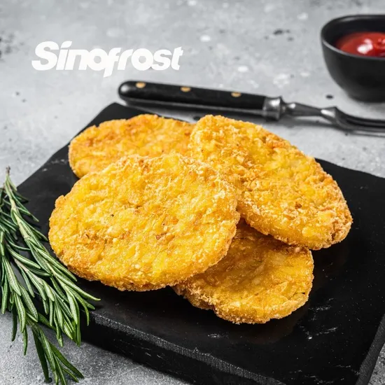 Halal Certificated Supplier of IQF Frozen Hash Brown Potato Patties Round/Heart/Triangle/Rectangle