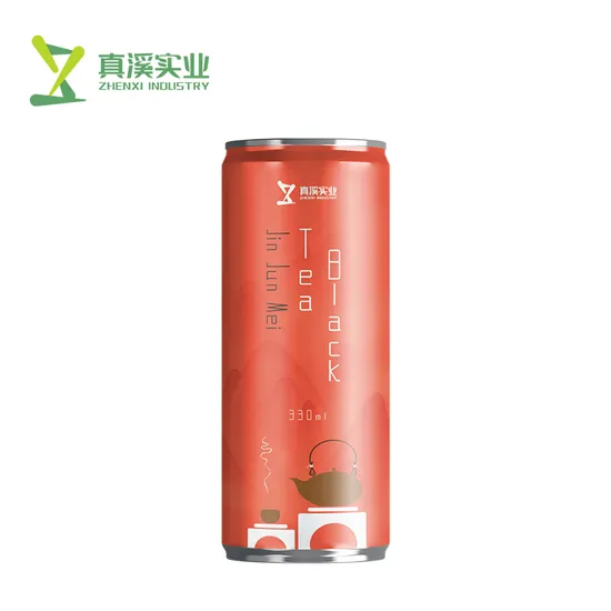 Low Fat 330ml Custom Aluminum Canned Jin Jun Mei Flavor Black Tea
