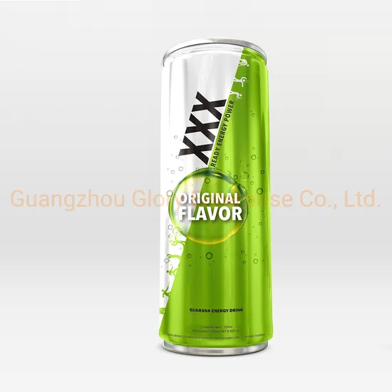 250ml Aluminium Cans Carbonated Guarana Energy Drink with Original Flavor
