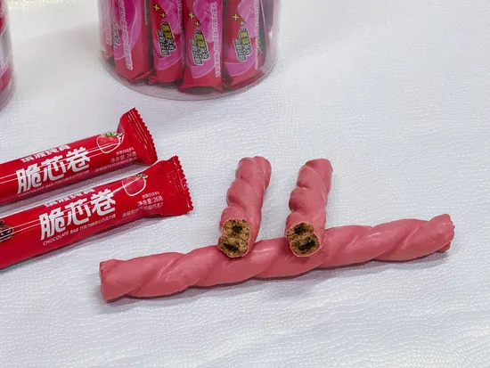 Coated Chocolate Twist Type Fiber Wheat Bar (Strawberry flavor)