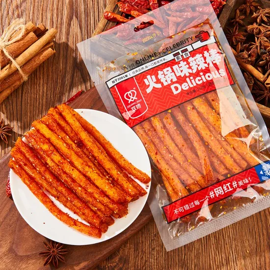 102g Bags Chinese Special Latiao Hotspicy Strip Very Spicy Chewy Chilli Snack Bean Snacks Spicy Sharp Taste Gluten Sticks