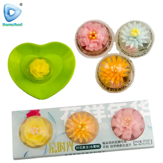 Hot-Selling Colorful Flower Shape Sweet Assorted Fruit Cup Jelly Pudding