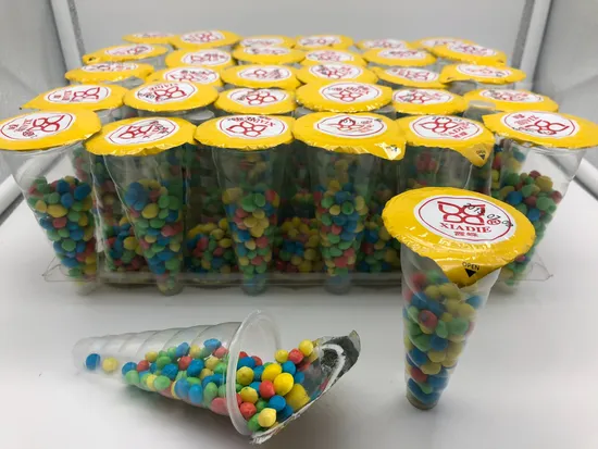 Crispy Colorful Puffed Chocolate Beans in Ice Cream Packaging