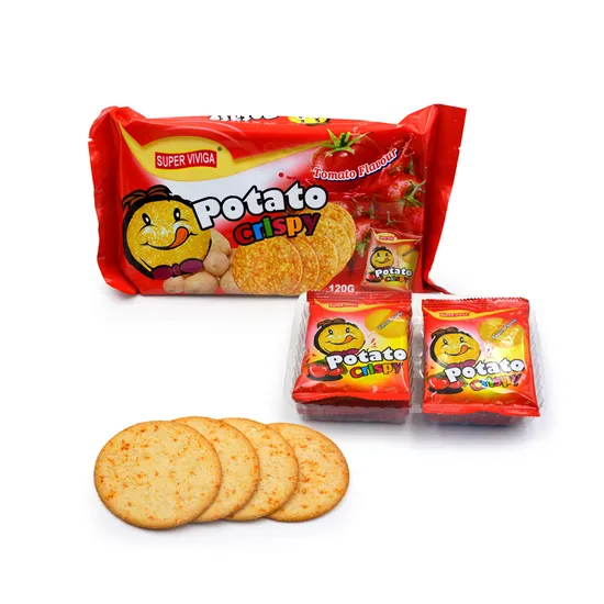 Halal Hot Selling Round Shape Tomato Flavor Potato Crispy Cracker