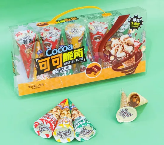 20g Ice Cream Cone Shaped Chocolate Crunch (Chocolate Flavor) Film Packaging