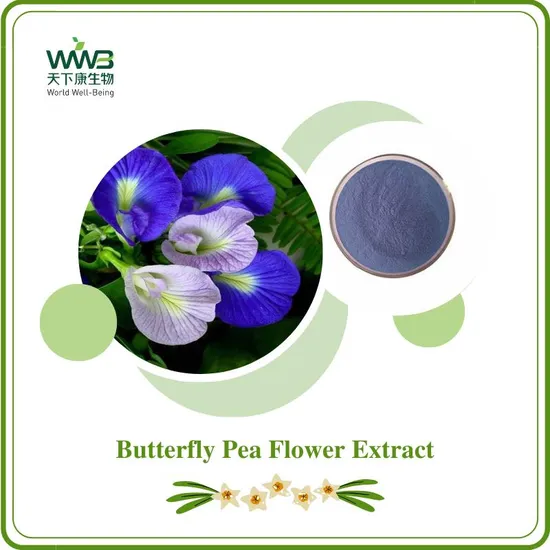 World Well-Being Free Sample Manufacturer Natural Nutritional Supplements Skincare Cosmetics Water Soluble 10: 1 Butterfly Pea Flower Extract