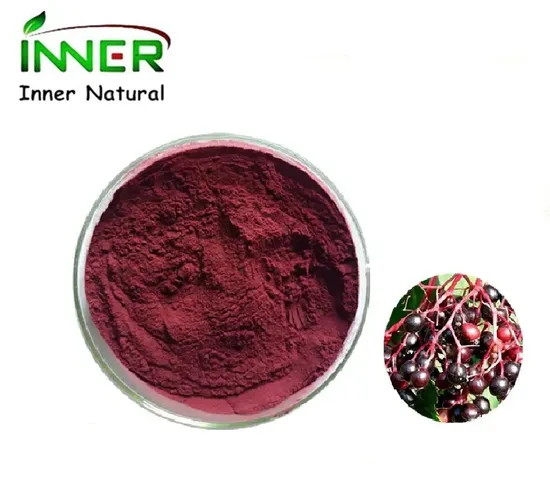 Water Soluble Organic 25% Anthocyanins Black Elderberry Fruit Extract Powder