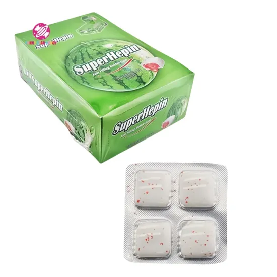 Candy Manufacturer 4PCS Mint Watermelon Fruit Flavor Jam Filled Bubble Gum Sweet Chewing Gum