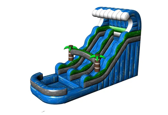Fully Printing Inflatable Water Slide Blue Color with Pool Water Play Equipment