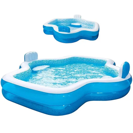 Above Ground Swimming Pool Inflatable Pool with Seat and Backrests for Backyard Garden