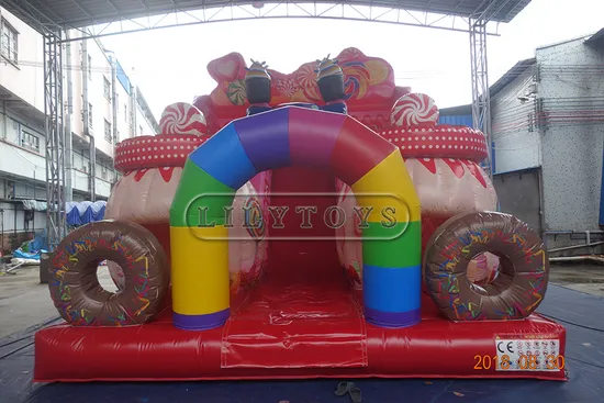 Newest Jumping Inflatable Moving Slide, Ce Candy Park, Playground