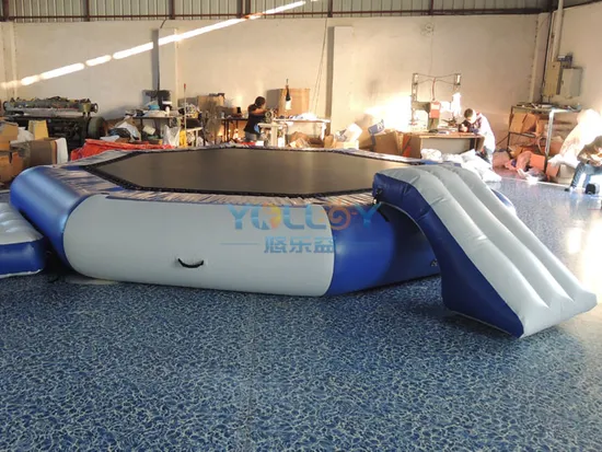 Inflatable Floating Trampoline with Slide for Water Fun