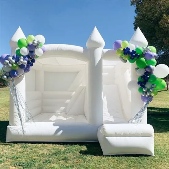 Outdoor Events Inflatable Bouncer with Slide Jumper White Bouncy Castle for Wedding
