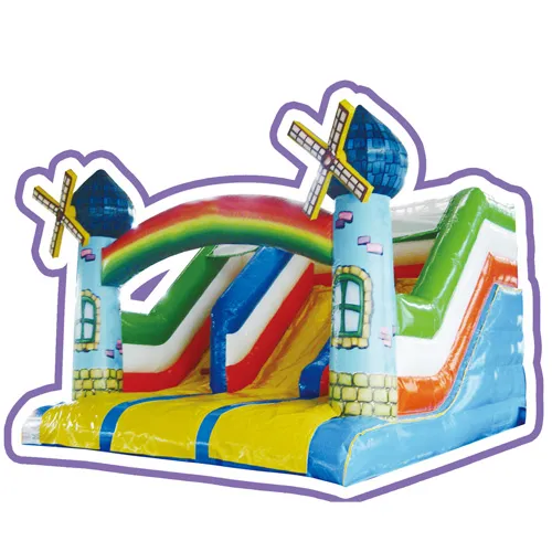 Cheer Amusement Rainbow Windmills Castle Themed Inflatable Slide