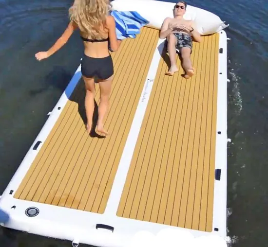 Factory Teak Surface Inflatable Sea Dock Floating Water Platform Inflatable Jet Ski Dock Inflatable Dock for Sea Bob
