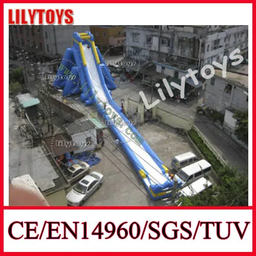 Top Quality Larger Inflatable Water Slide on Land for Sale -- Blue / White