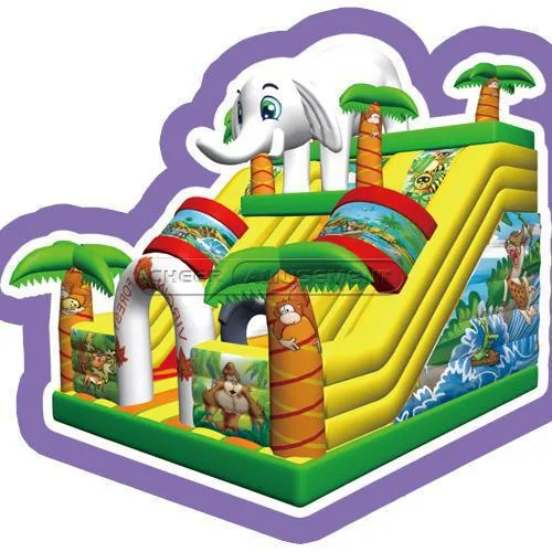 Cheer Amusement Jungle Themed Inflatable Slide Bouncers
