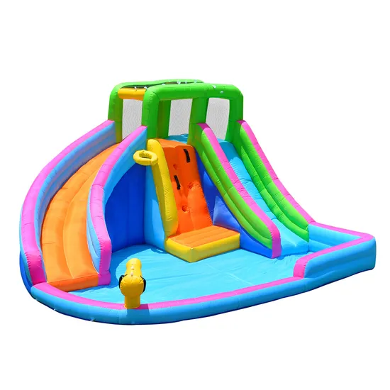 Kids Garden Party Game Indoor or Outdoor Inflatable Double Wet Slide with Water Pool and Water Inflatable Toy