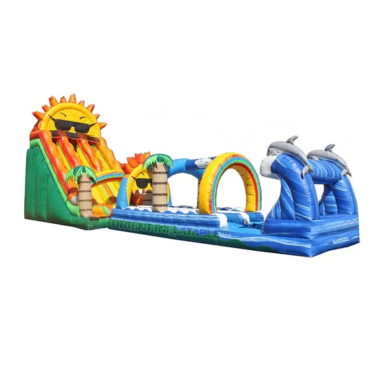 Commercial Large Adults Inflatable Paradise Sunshine Double Lane Water Slide for Sale