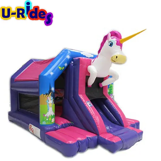 Inflatable Unicorn Bounce House Moonwalk With Slide For Party Events