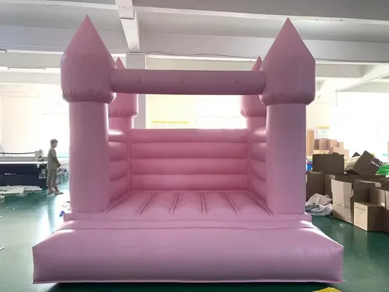 White Pink Durable Inflatable Pink Stengthen PVC Castle Jumper Bouncer